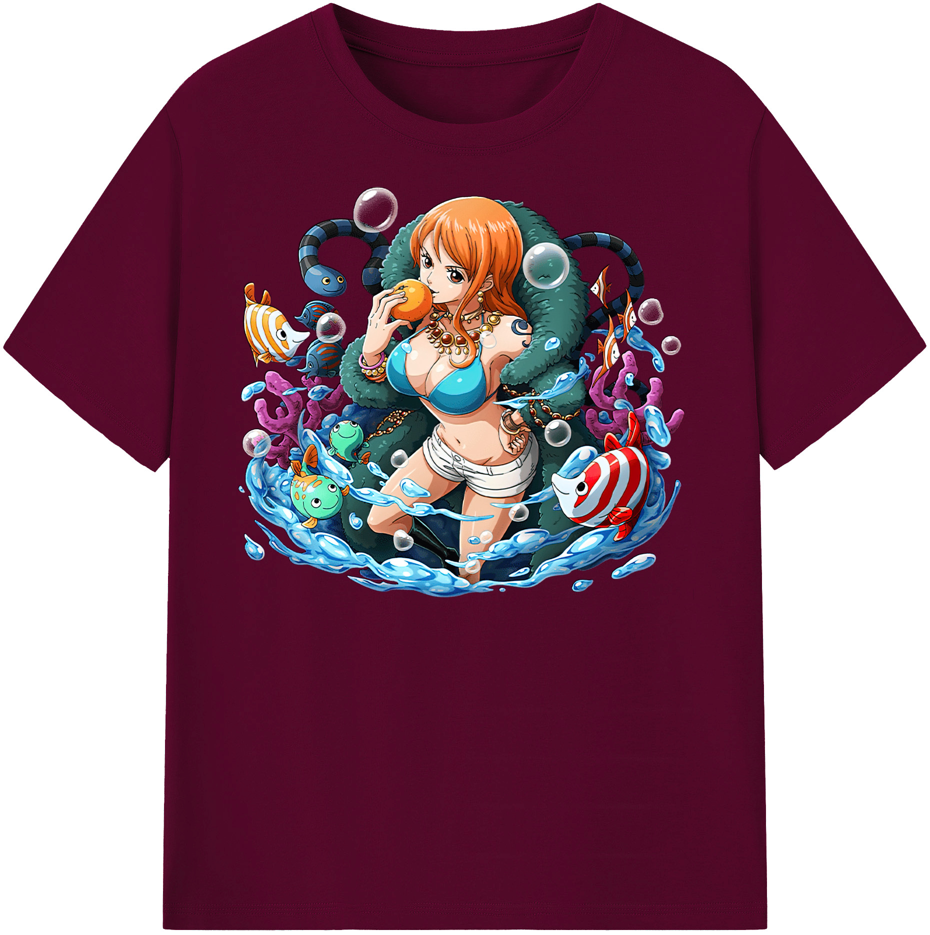 （画像用） ワンピース ナミ ONE PIECE Nami レディースカジュアルプリントTシャツ（綿100％）